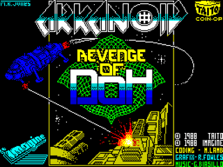 Arkanoid: Revenge of Doh title screen for ZX Spectrum